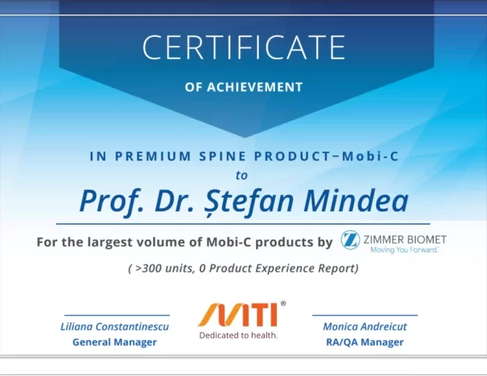Certificat Dr. Stefan Mindea